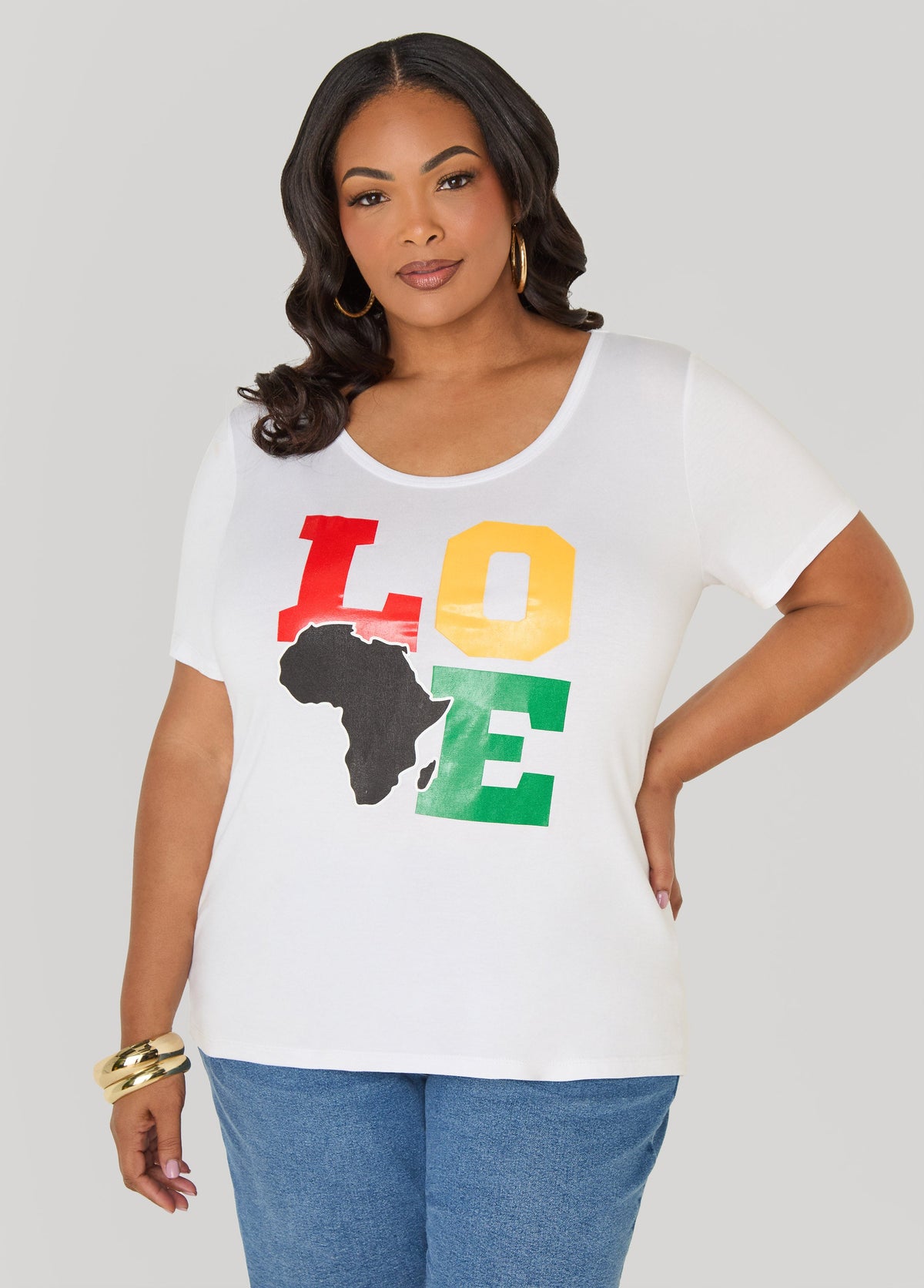 Love Africa Graphic Tee White | Ashley Stewart