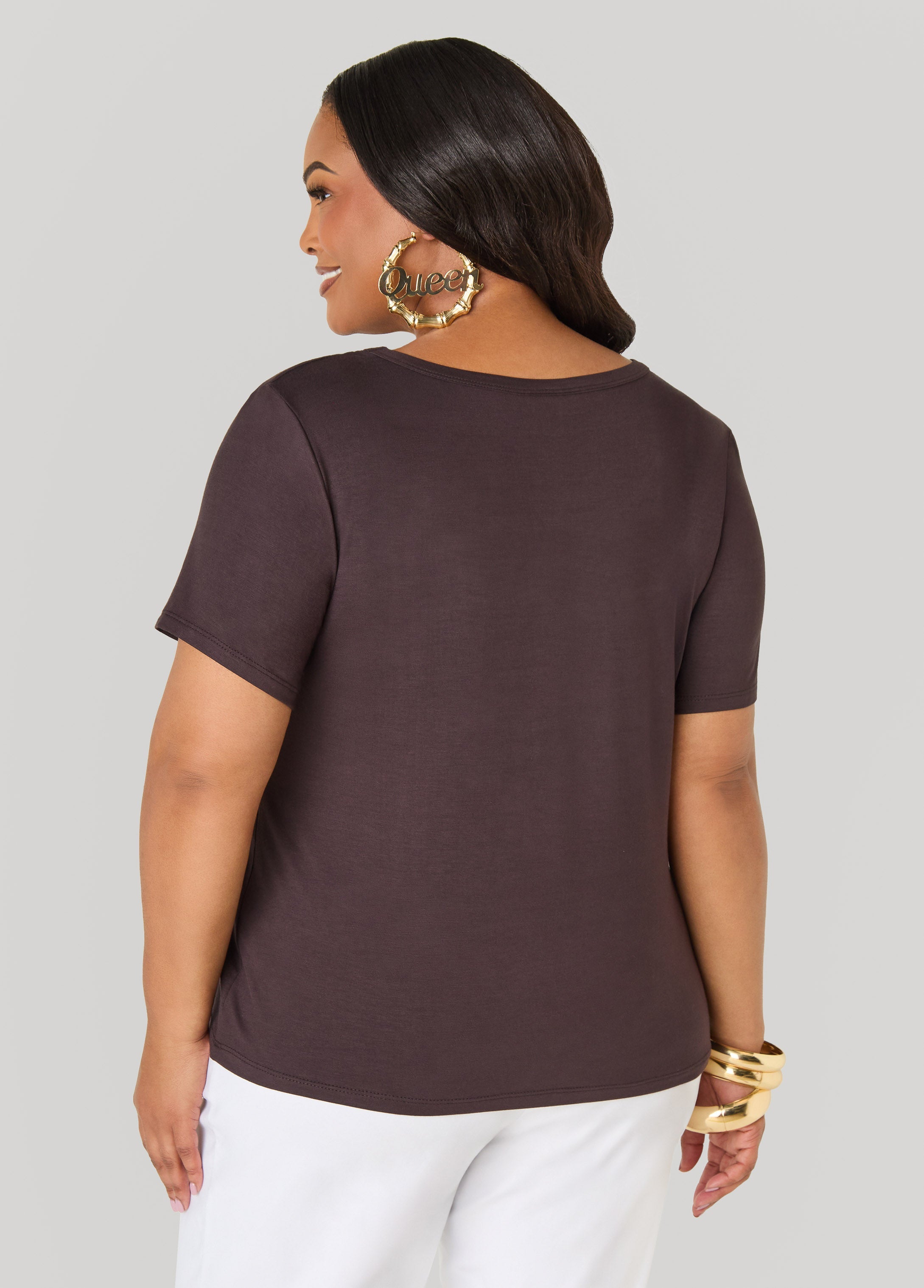 Queen Africa Crystal Tee Brown | Ashley Stewart