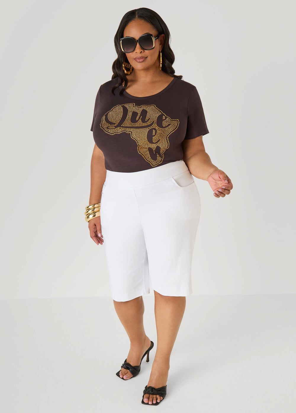 Queen Africa Crystal Tee Brown | Ashley Stewart
