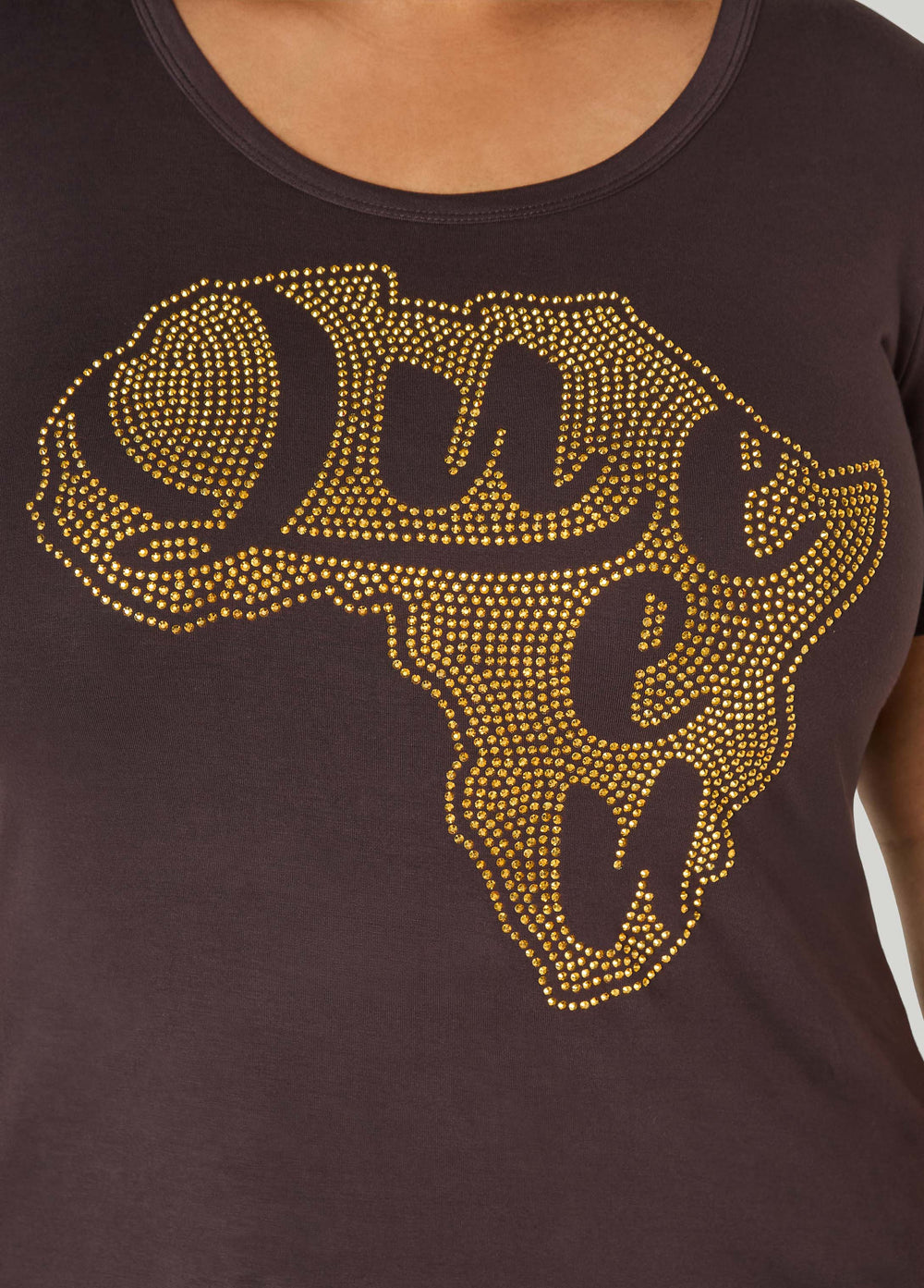 Queen Africa Crystal Tee Brown | Ashley Stewart