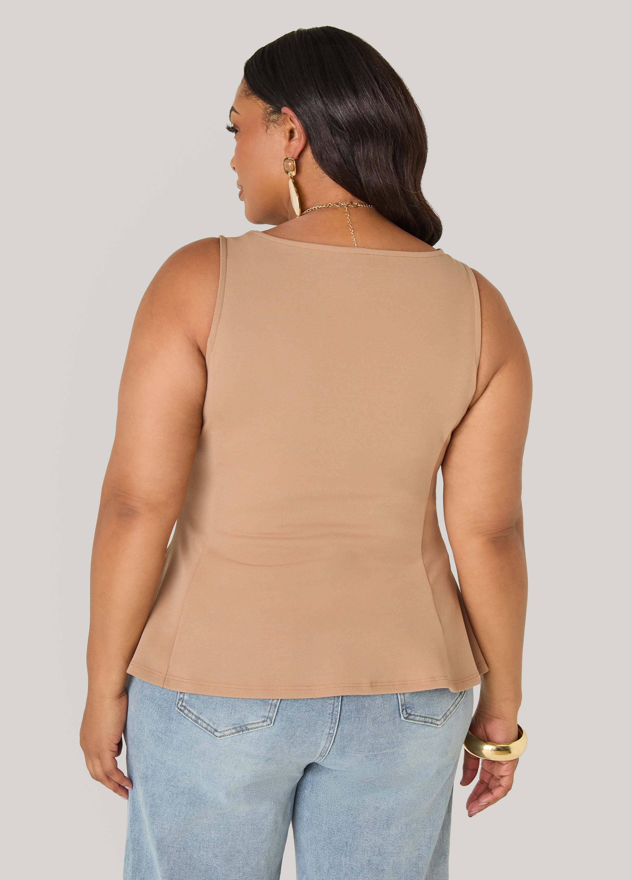 Stretch Crepe Peplum Top Royal Blue | Ashley Stewart