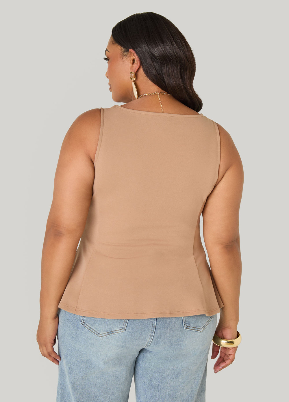 Stretch Crepe Peplum Top Royal Blue | Ashley Stewart
