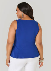 Stretch Crepe Peplum Top Royal Blue | Ashley Stewart