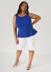 Stretch Crepe Peplum Top Royal Blue | Ashley Stewart