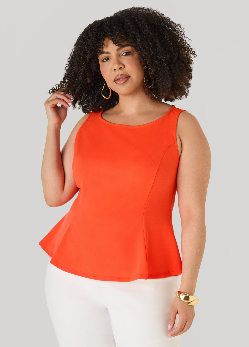Stretch Crepe Peplum Top Royal Blue | Ashley Stewart