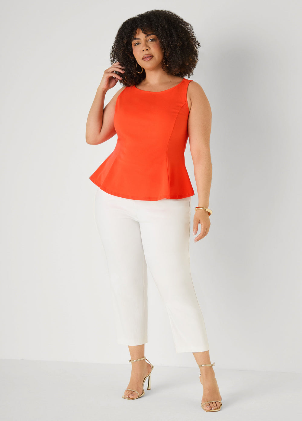 Stretch Crepe Peplum Top Royal Blue | Ashley Stewart