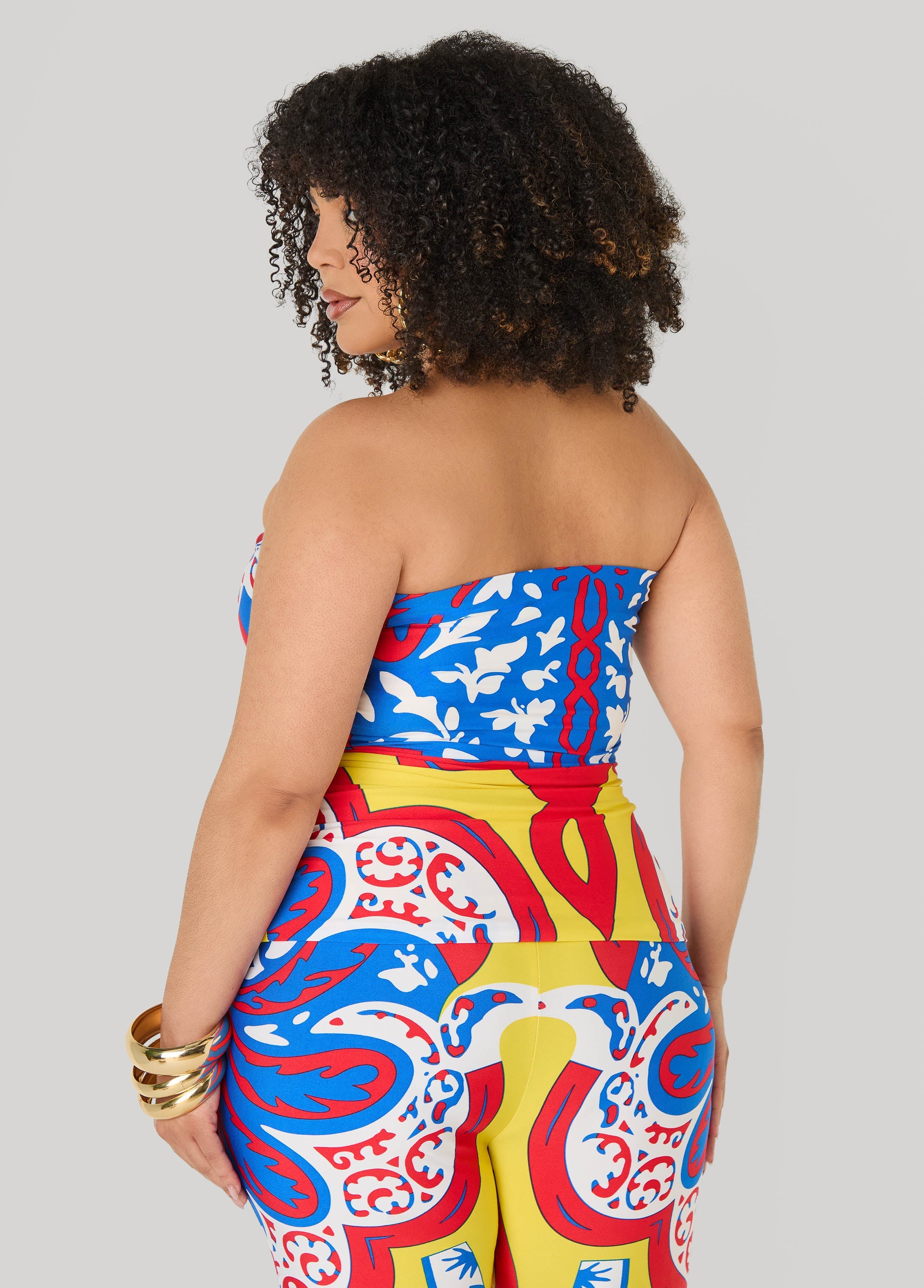 Ruched Printed Tube Top Multi | Ashley Stewart