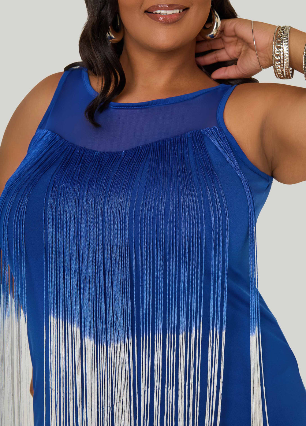 Fringed Mesh Paneled Top Sodalite | Ashley Stewart