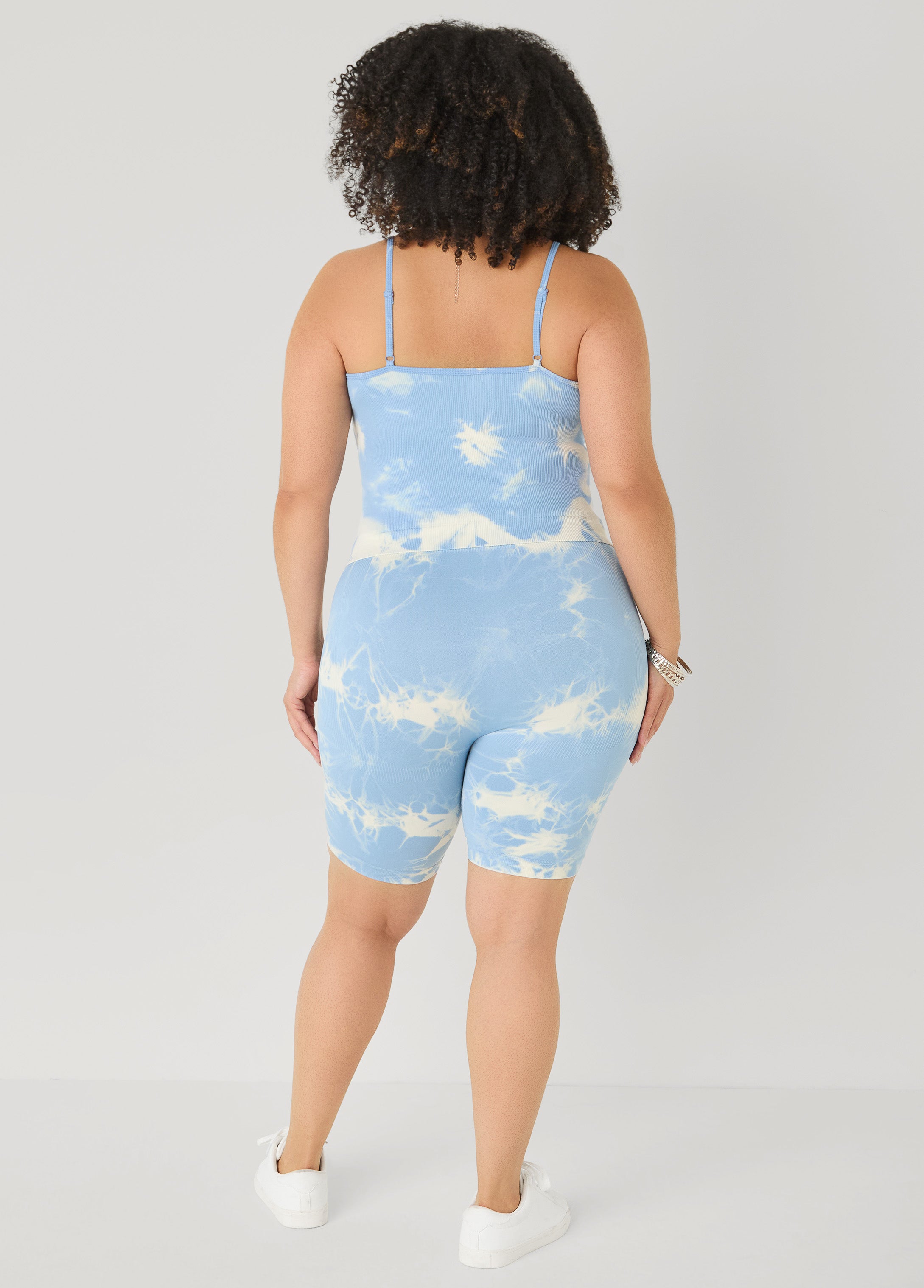 Tie Dyed Tank And Biker Shorts Set Black | Ashley Stewart