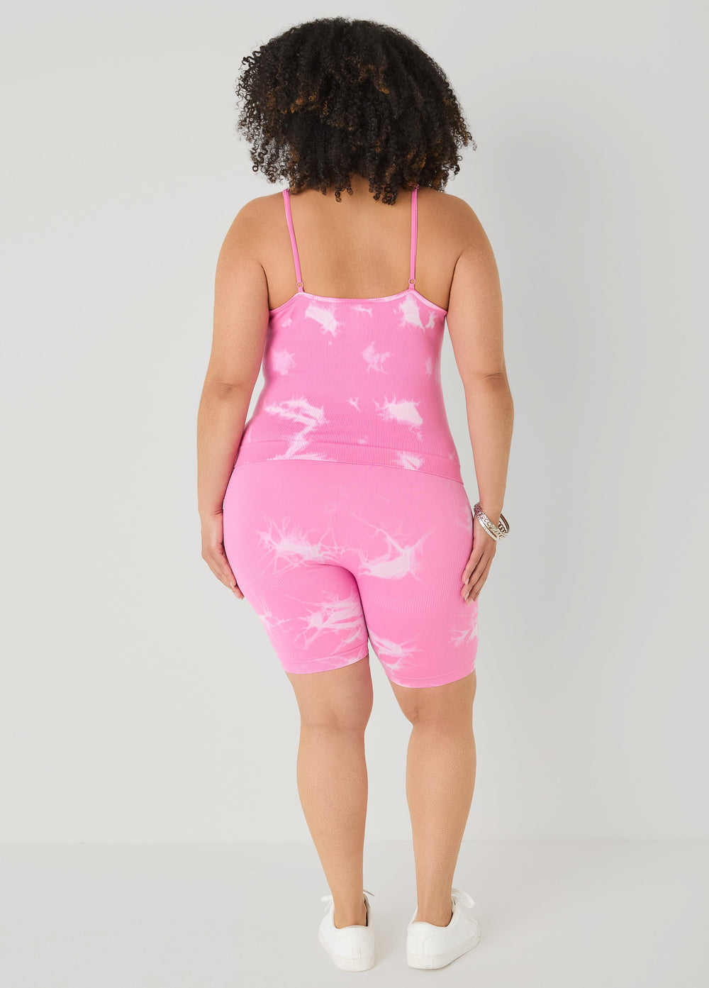 Tie Dyed Tank And Biker Shorts Set Black | Ashley Stewart