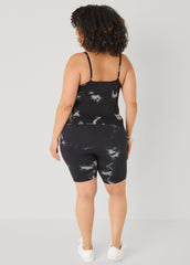 Tie Dyed Tank And Biker Shorts Set Black | Ashley Stewart