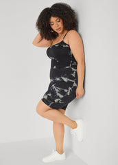 Tie Dyed Tank And Biker Shorts Set Black | Ashley Stewart