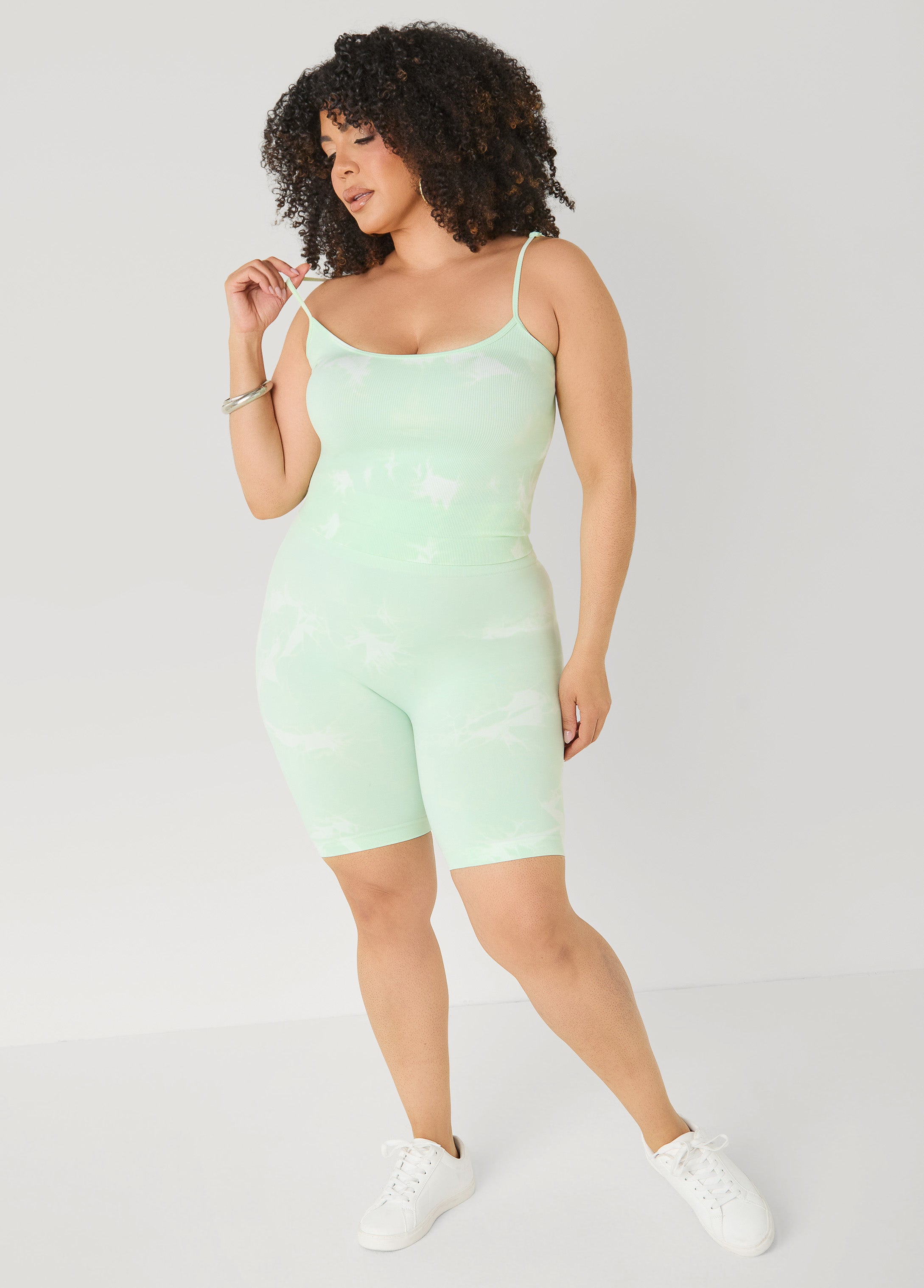 Tie Dyed Tank And Biker Shorts Set Black | Ashley Stewart