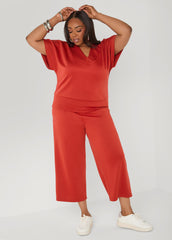 Athletic Knit Cropped Pants Rust | Ashley Stewart