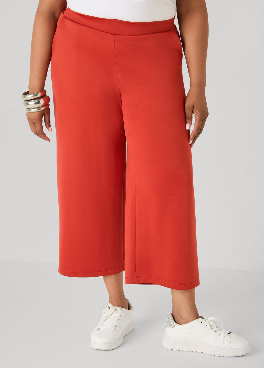 Athletic Knit Cropped Pants Rust | Ashley Stewart