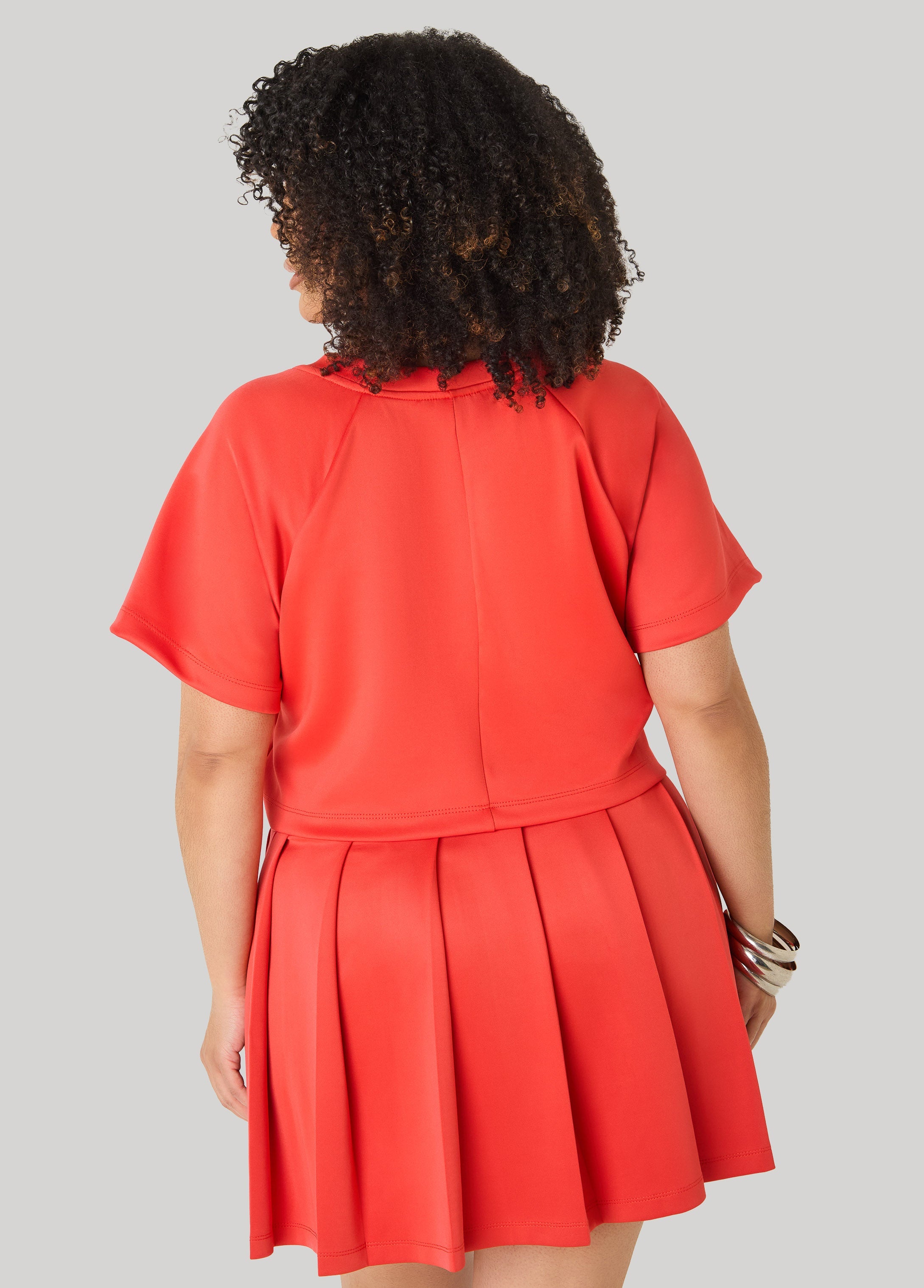Cropped Athletic Knit Tee Coral | Ashley Stewart