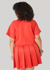 Cropped Athletic Knit Tee Coral | Ashley Stewart