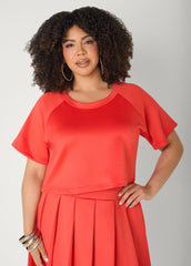 Cropped Athletic Knit Tee Coral | Ashley Stewart