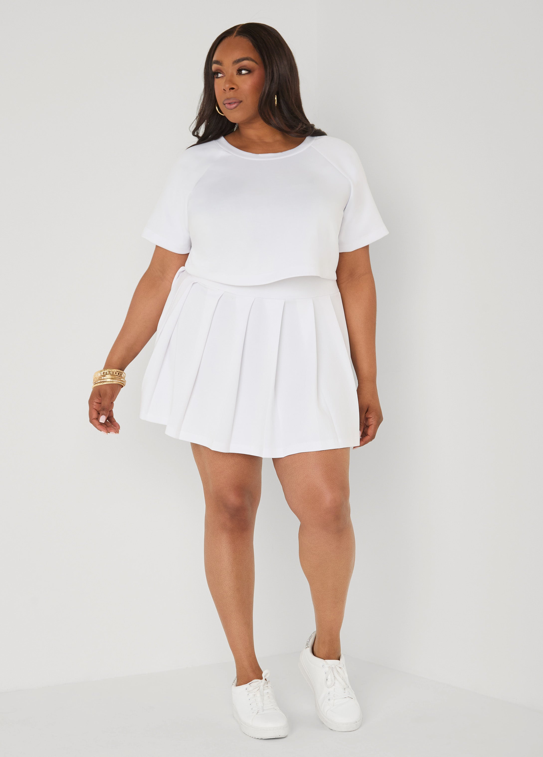 Cropped Athletic Knit Tee Coral | Ashley Stewart
