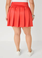Pleated Athletic Knit Tennis Skirt Coral | Ashley Stewart