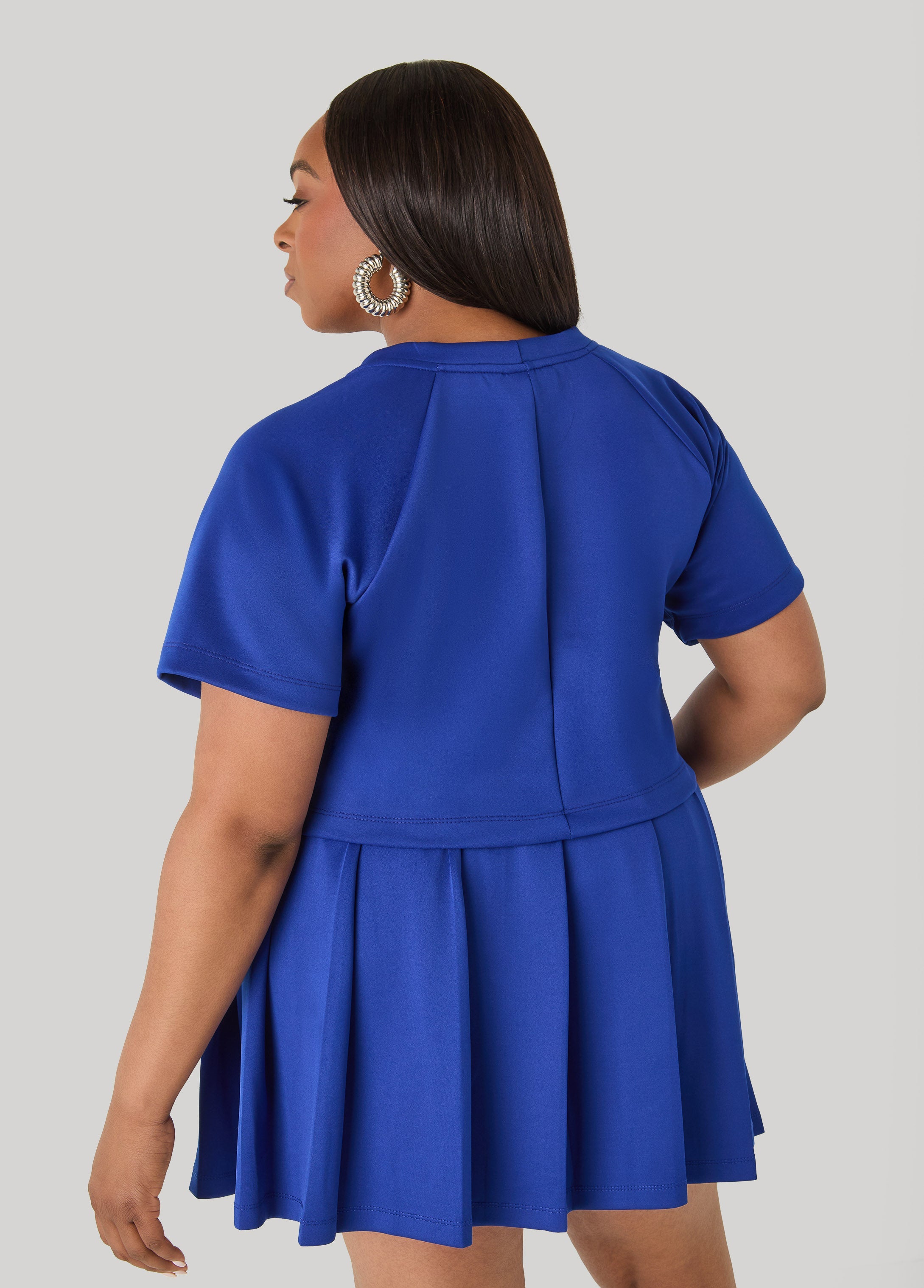 Athletic Knit Cropped Tee Royal Blue | Ashley Stewart
