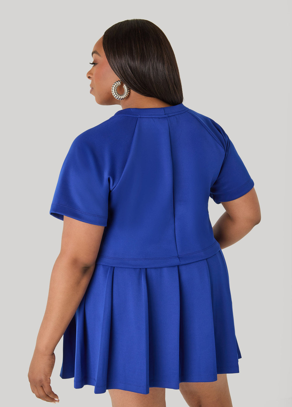 Athletic Knit Cropped Tee Royal Blue | Ashley Stewart