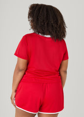 Graphic Print Mesh Jersey Tee Red | Ashley Stewart