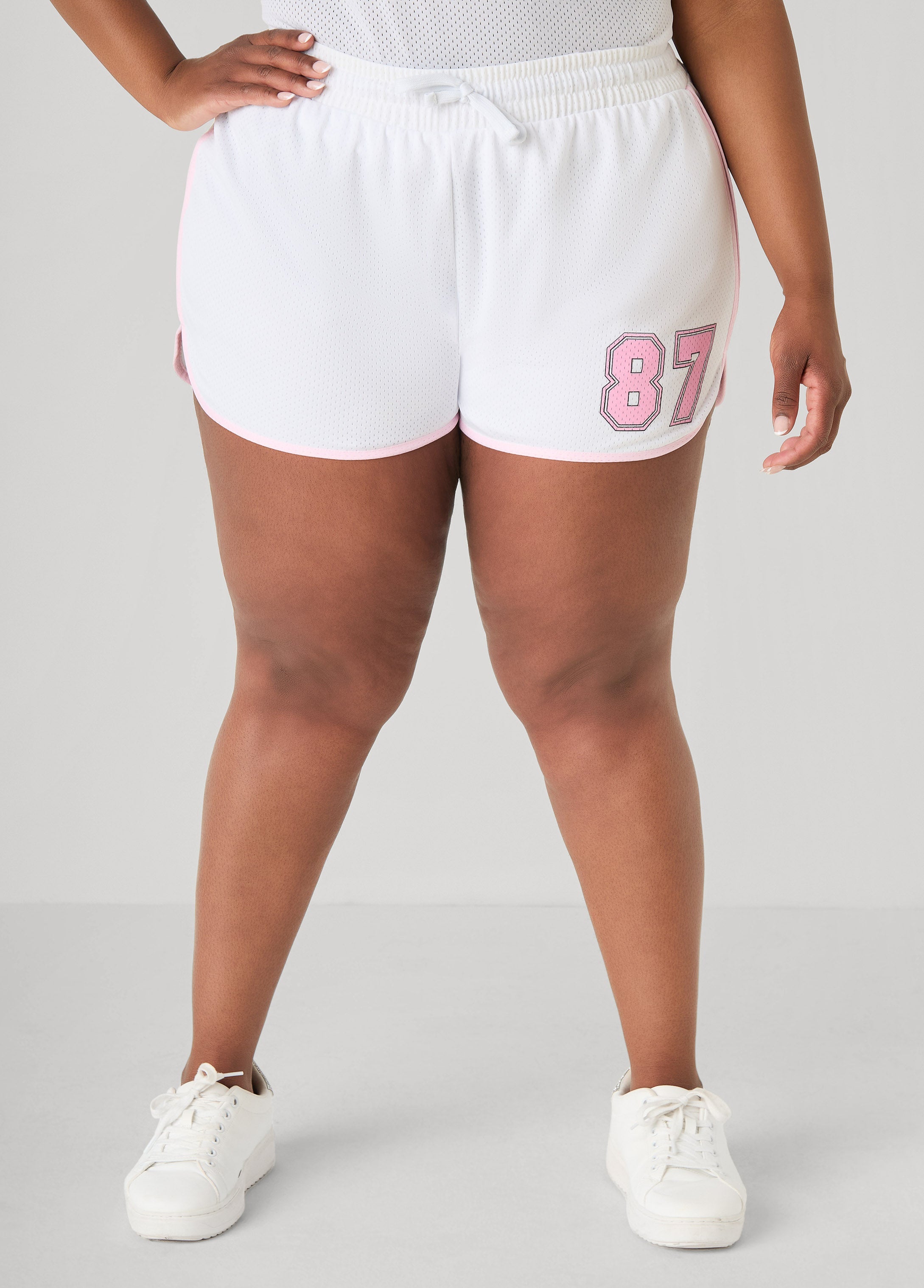 Graphic Print Mesh Jersey Tee Red | Ashley Stewart