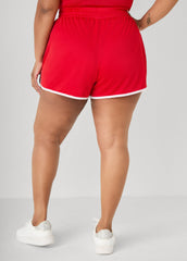 Graphic Print Mesh Shorts Red | Ashley Stewart