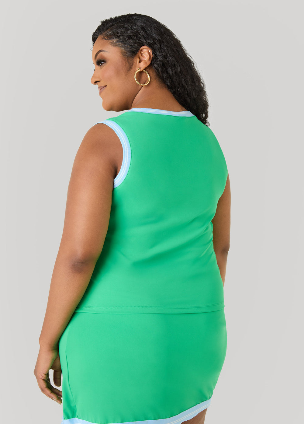 Two Tone Tennis Tank Light Pink | Ashley Stewart