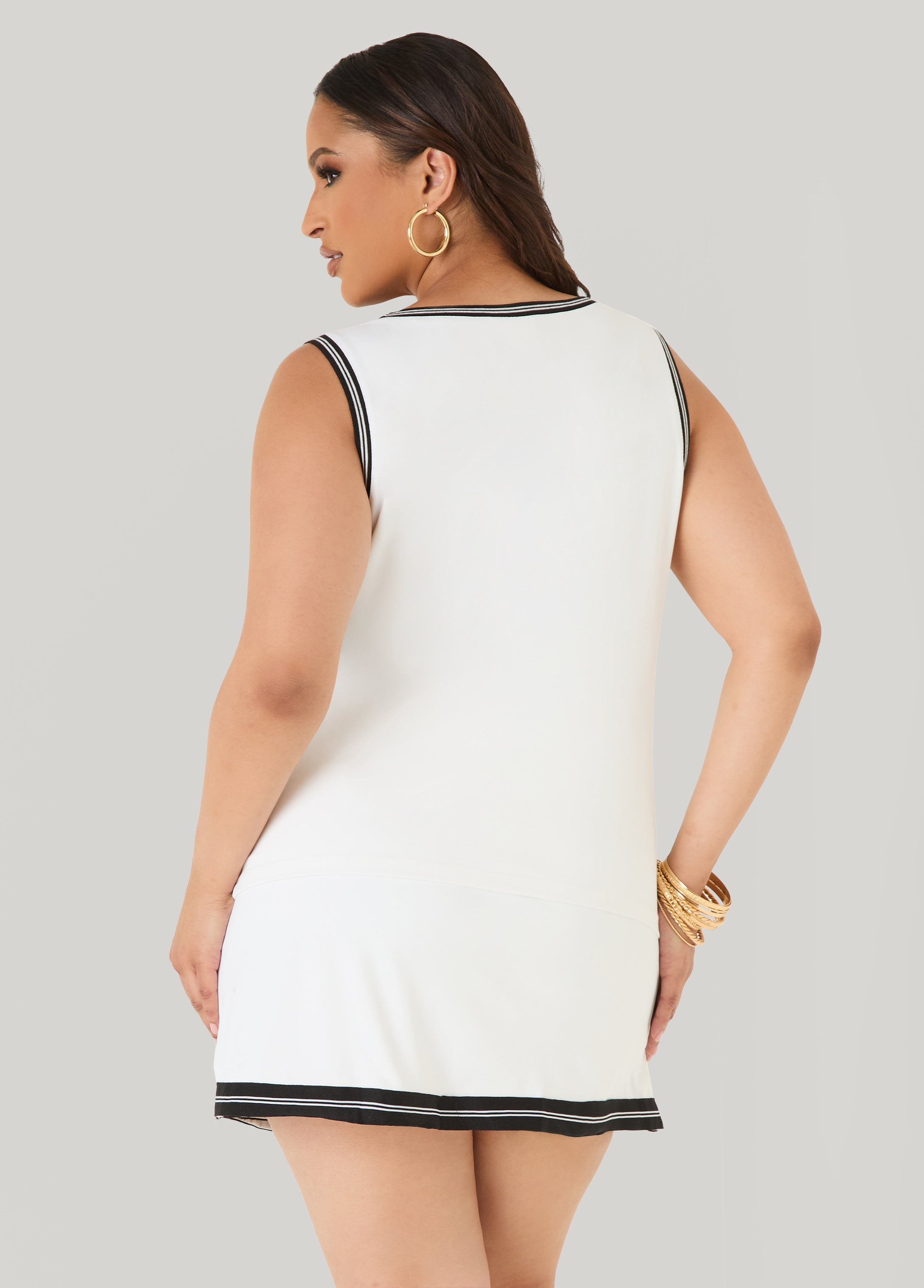 Two Tone Tennis Tank Light Pink | Ashley Stewart