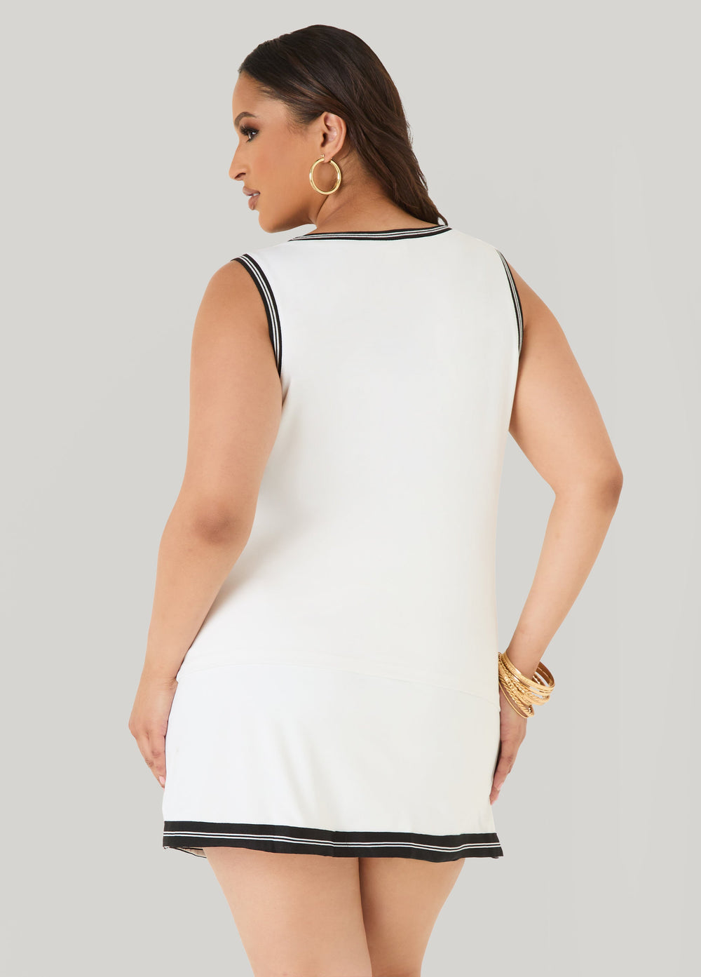 Two Tone Tennis Tank Light Pink | Ashley Stewart