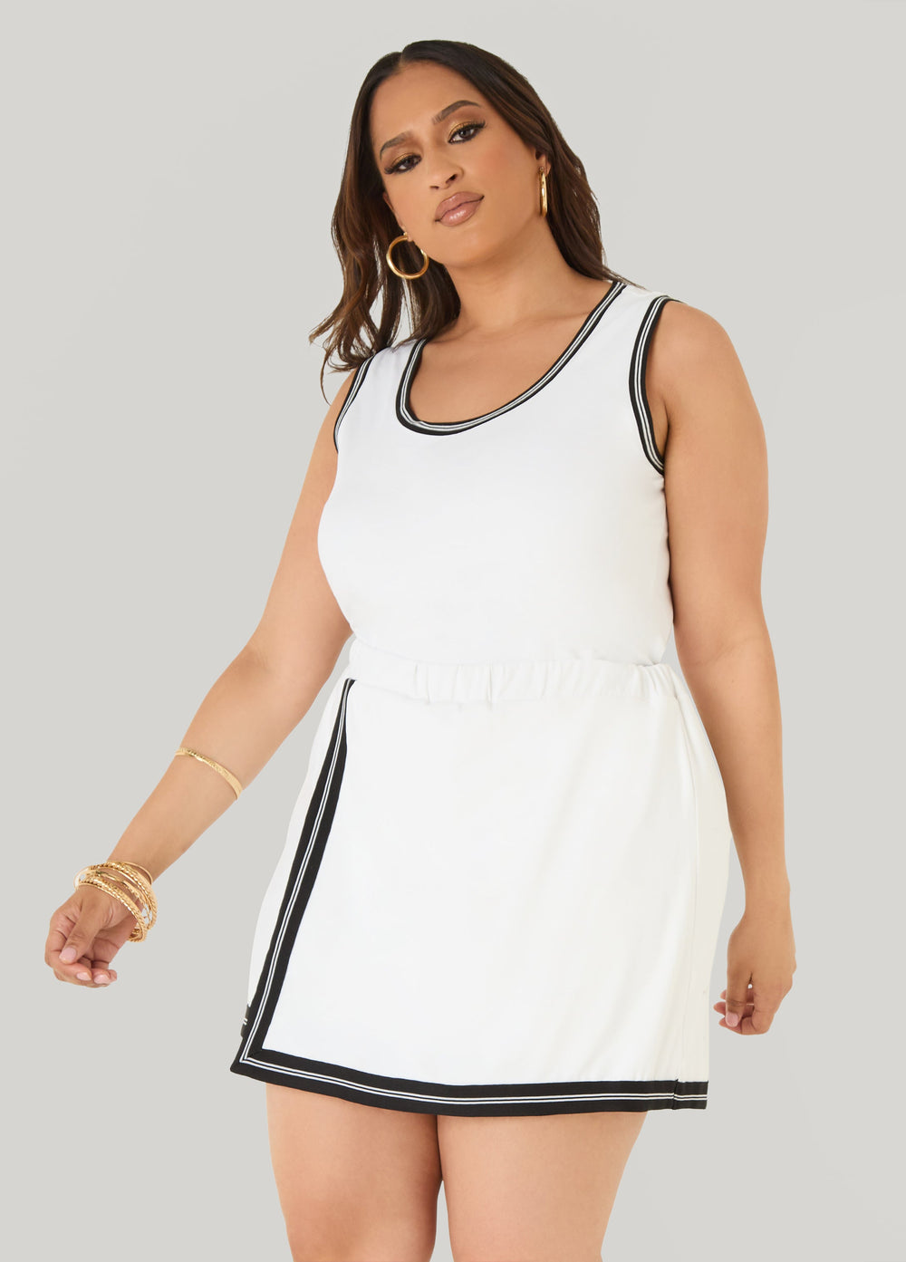 Two Tone Tennis Tank Light Pink | Ashley Stewart