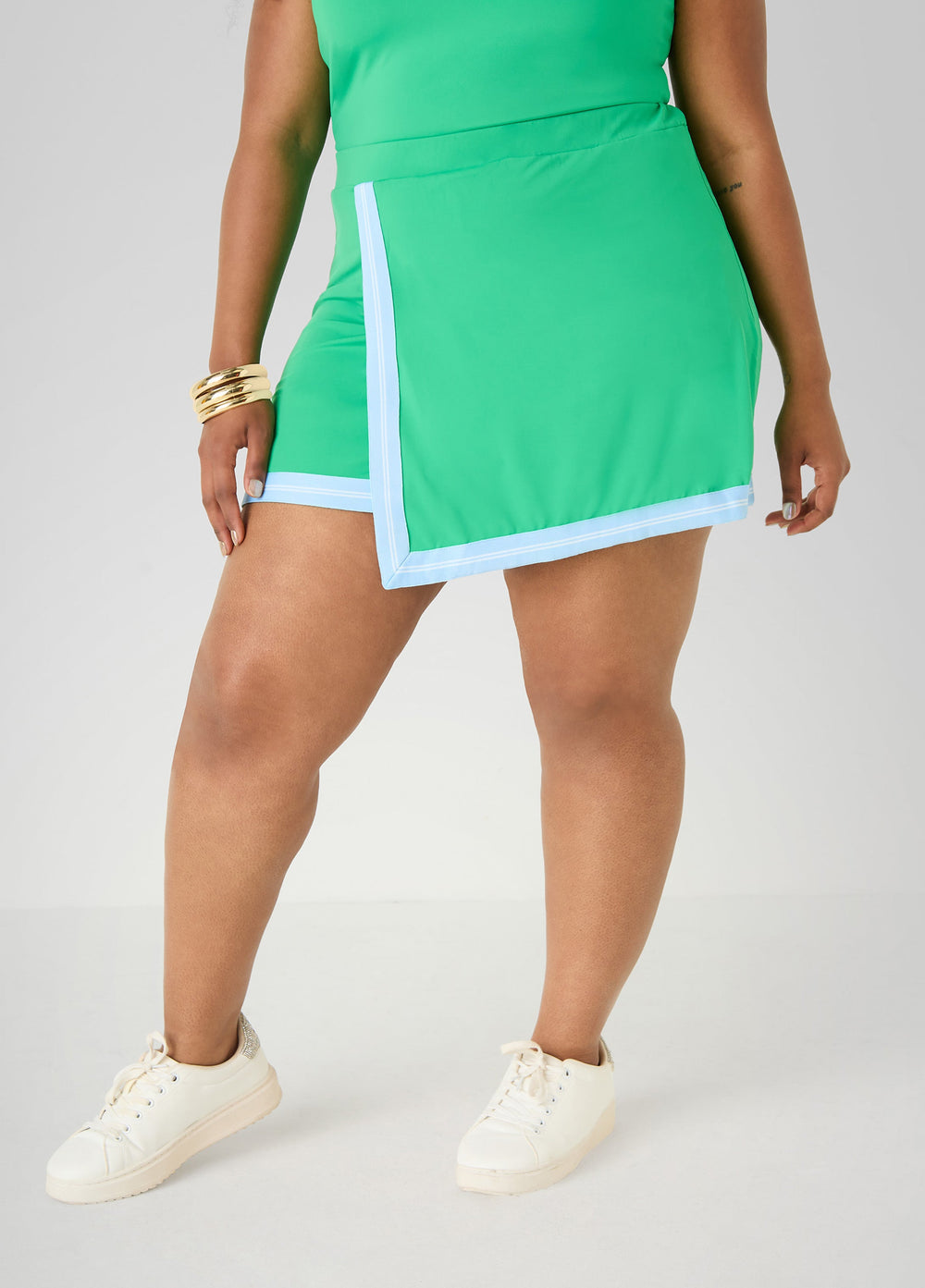 Two Tone Tennis Skort Light Pink | Ashley Stewart