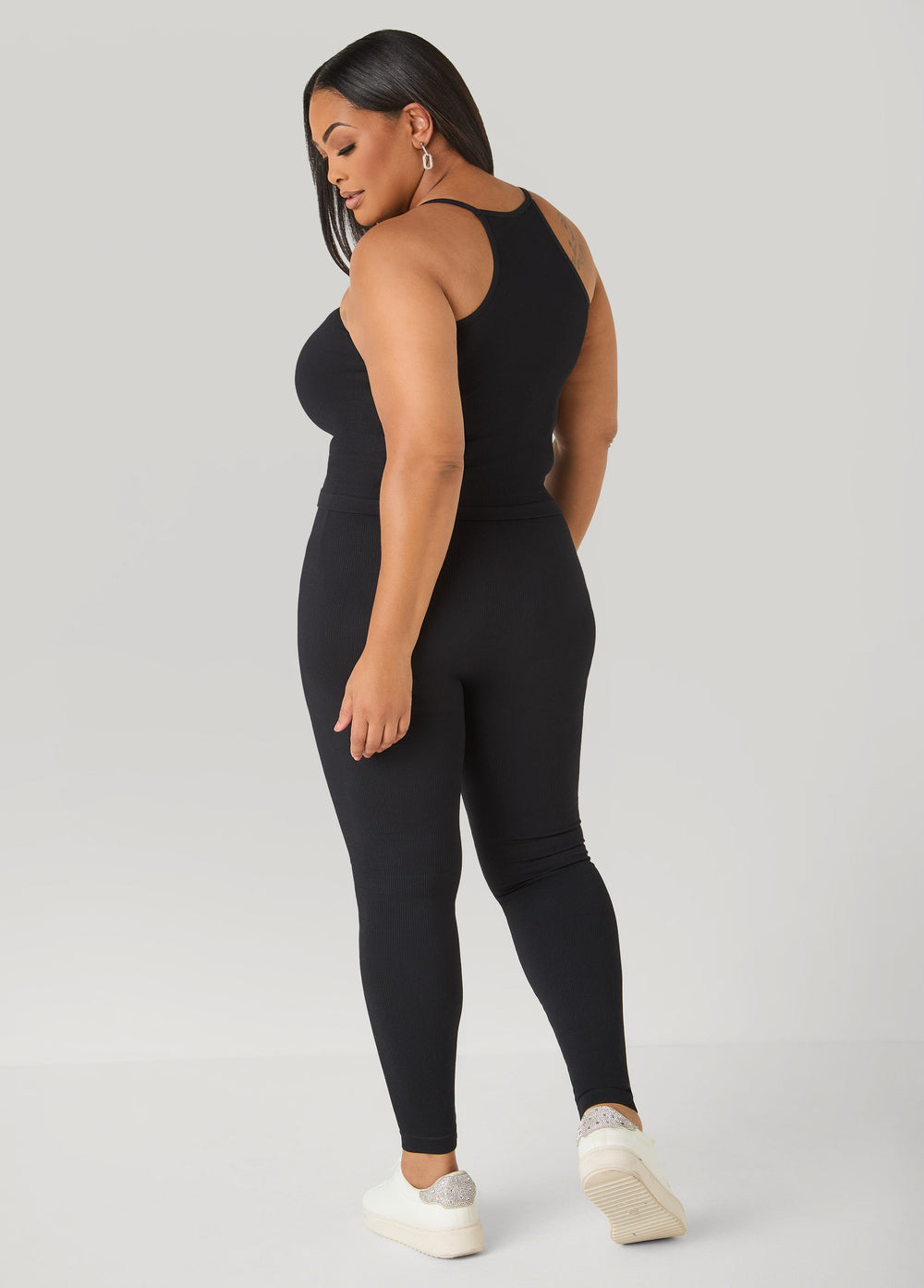Ribbed Tank And Leggings Set Lavender | Ashley Stewart
