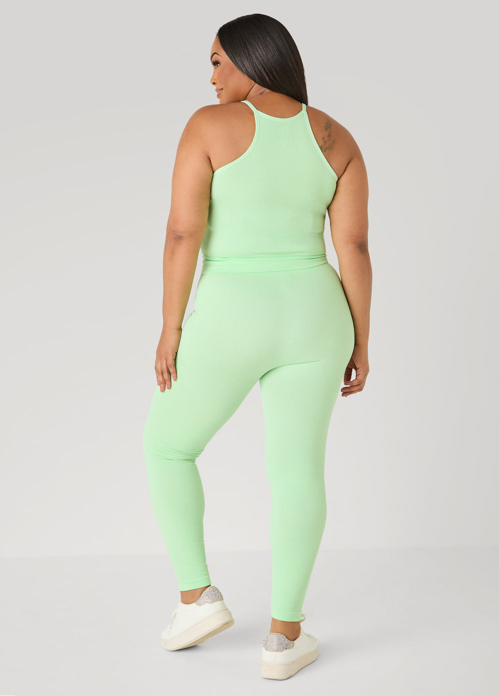 Ribbed Tank And Leggings Set Lavender | Ashley Stewart