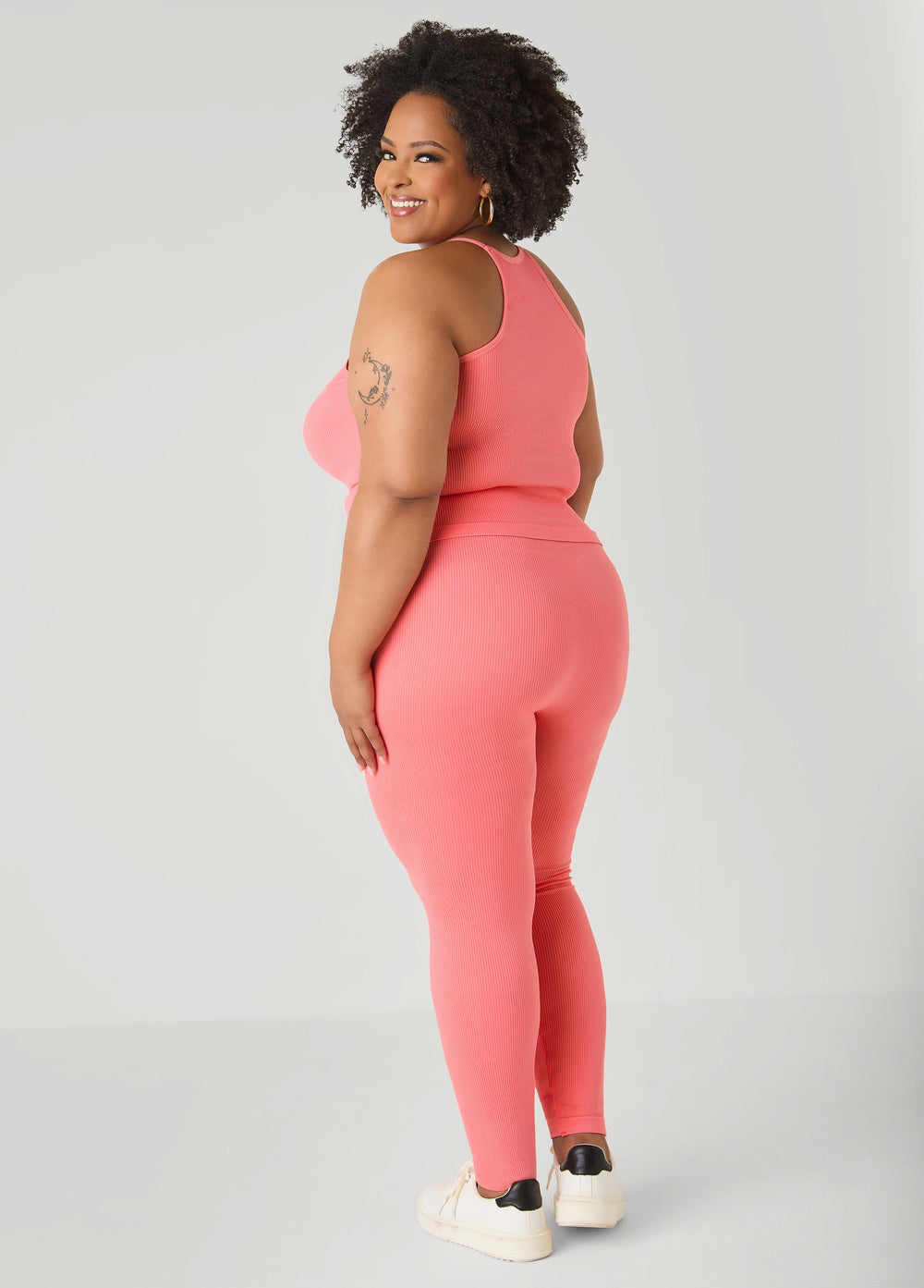 Ribbed Tank And Leggings Set Lavender | Ashley Stewart