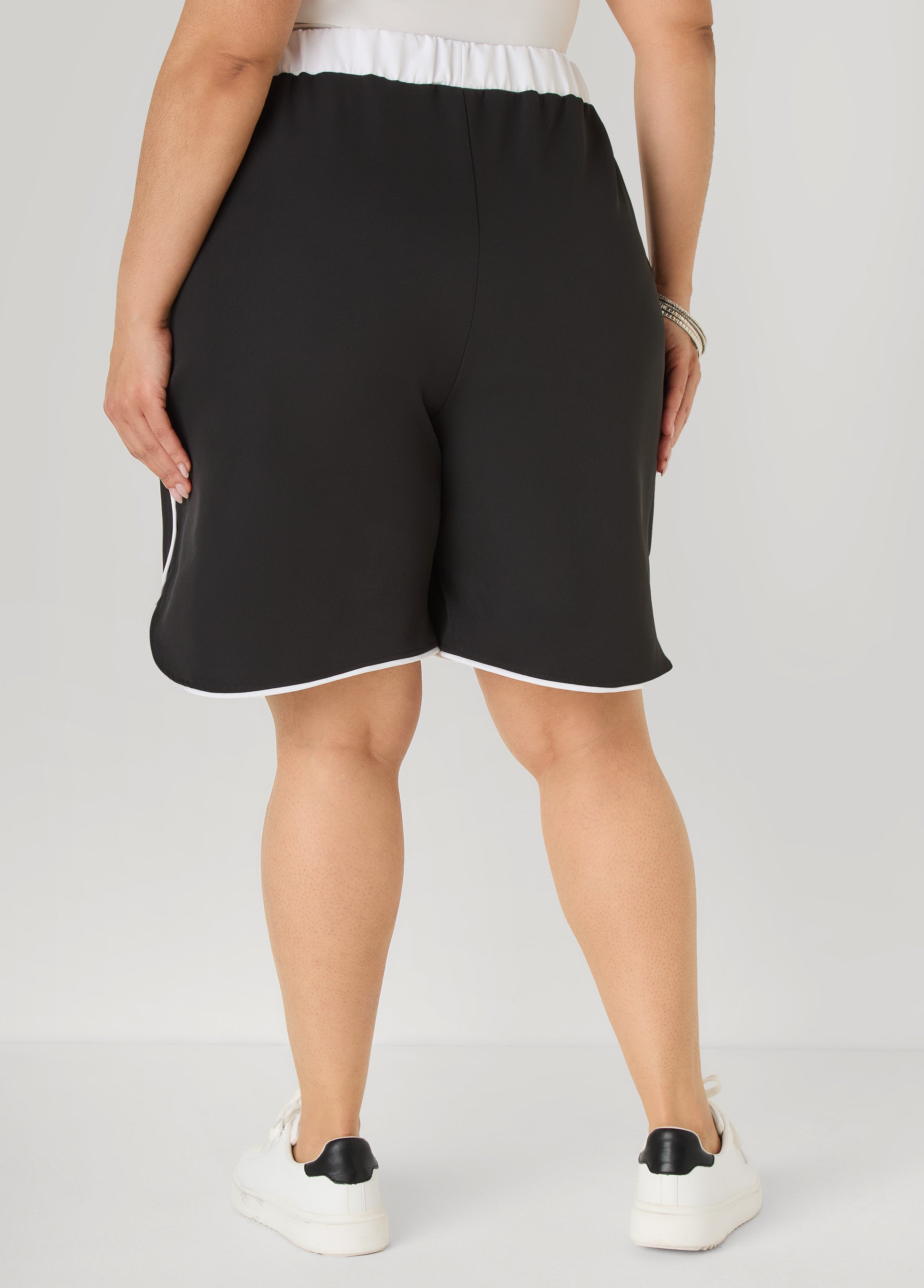 Piped Bermuda Shorts Dark Green | Ashley Stewart