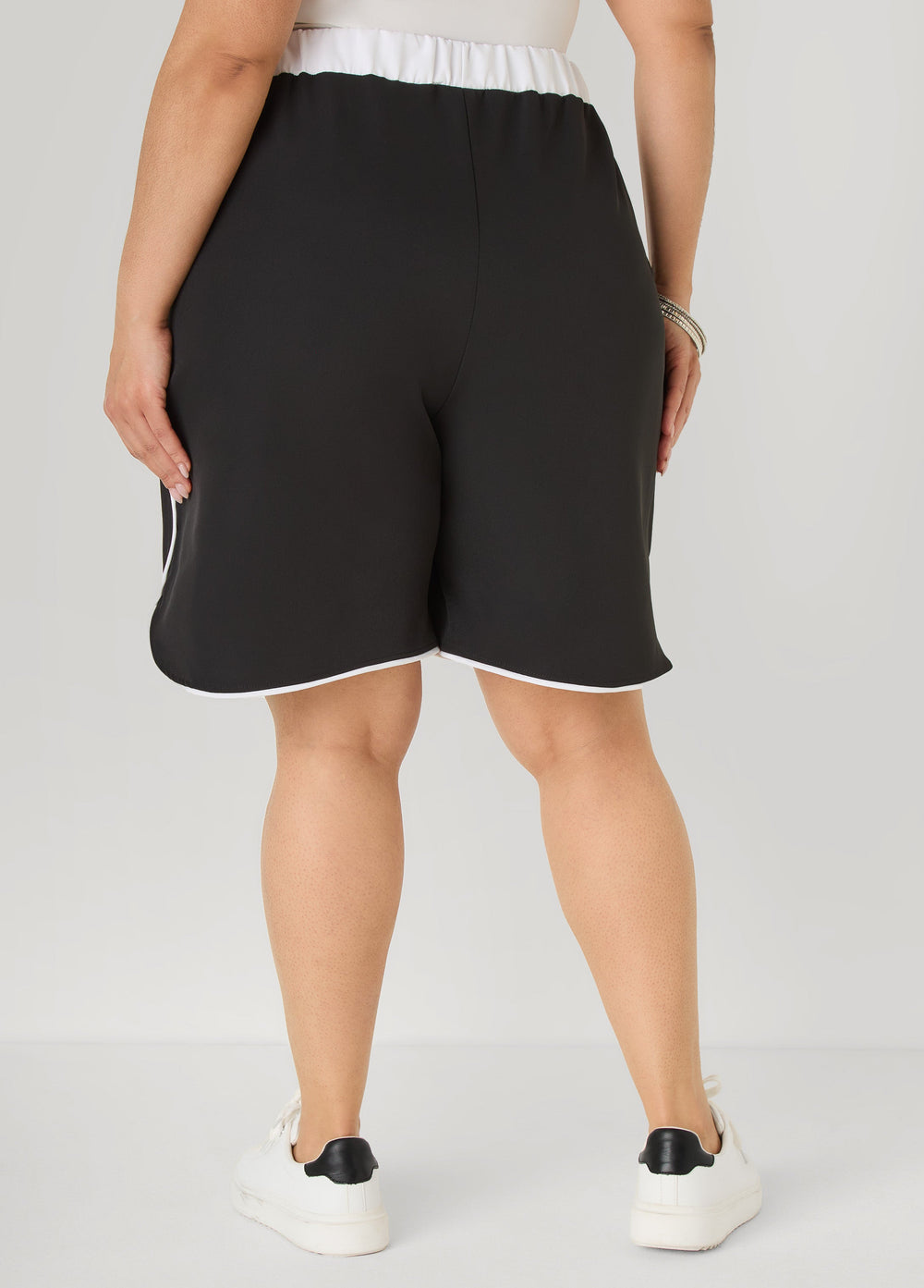 Piped Bermuda Shorts Dark Green | Ashley Stewart