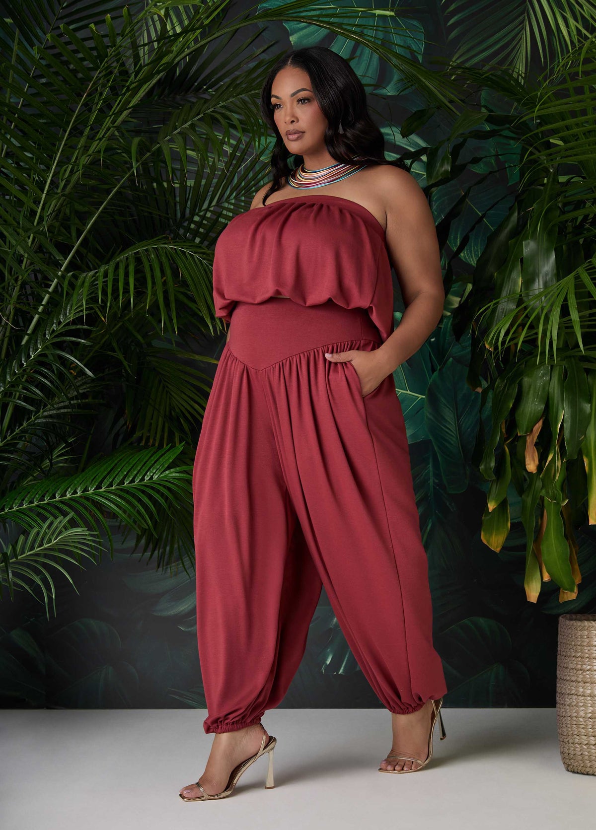 High Waist Balloon Pants Rust | Ashley Stewart
