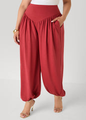 High Waist Balloon Pants Rust | Ashley Stewart