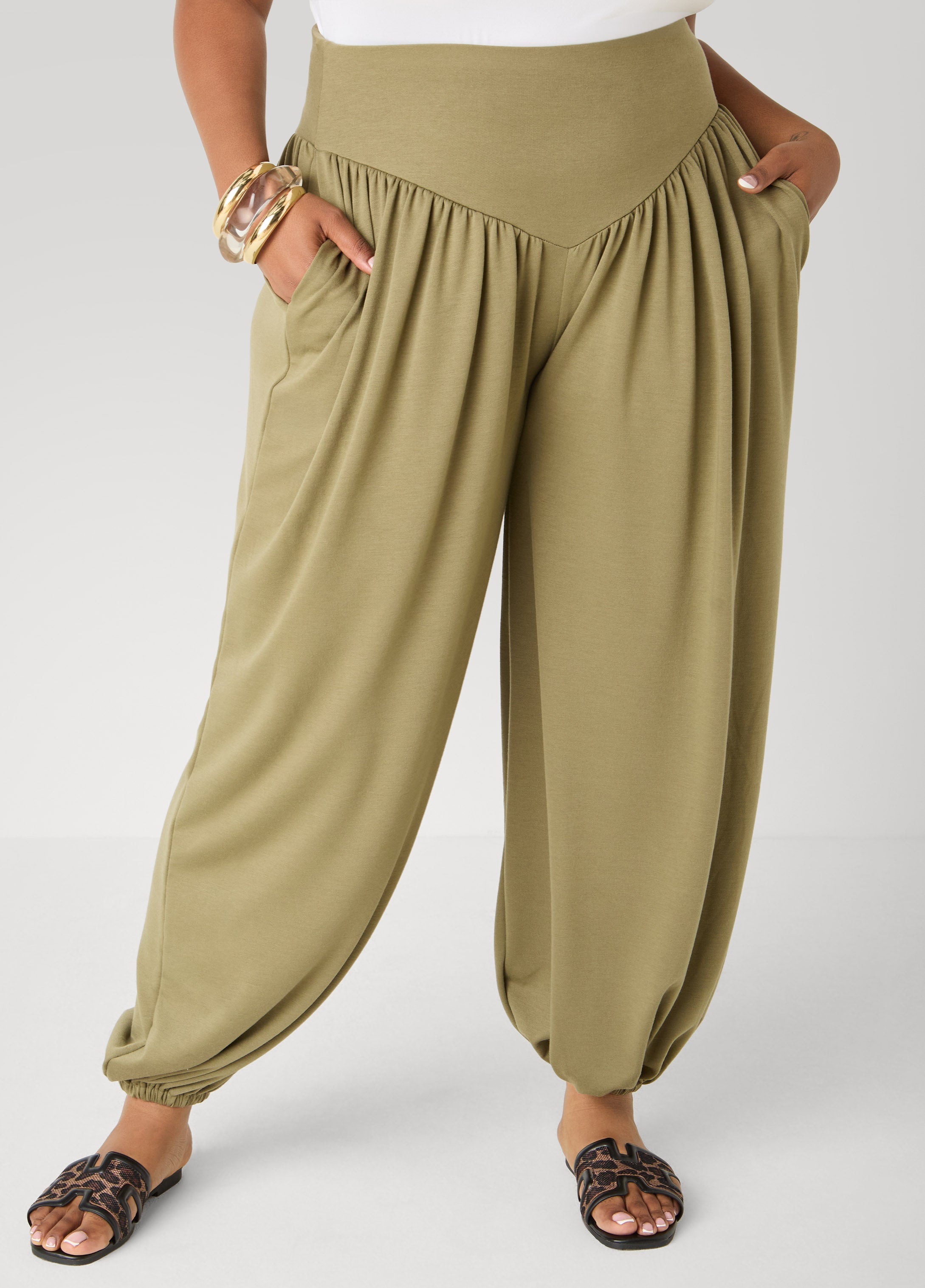 High Waist Balloon Pants Rust | Ashley Stewart