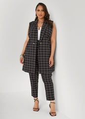 Millennium Checked Vest Black White | Ashley Stewart