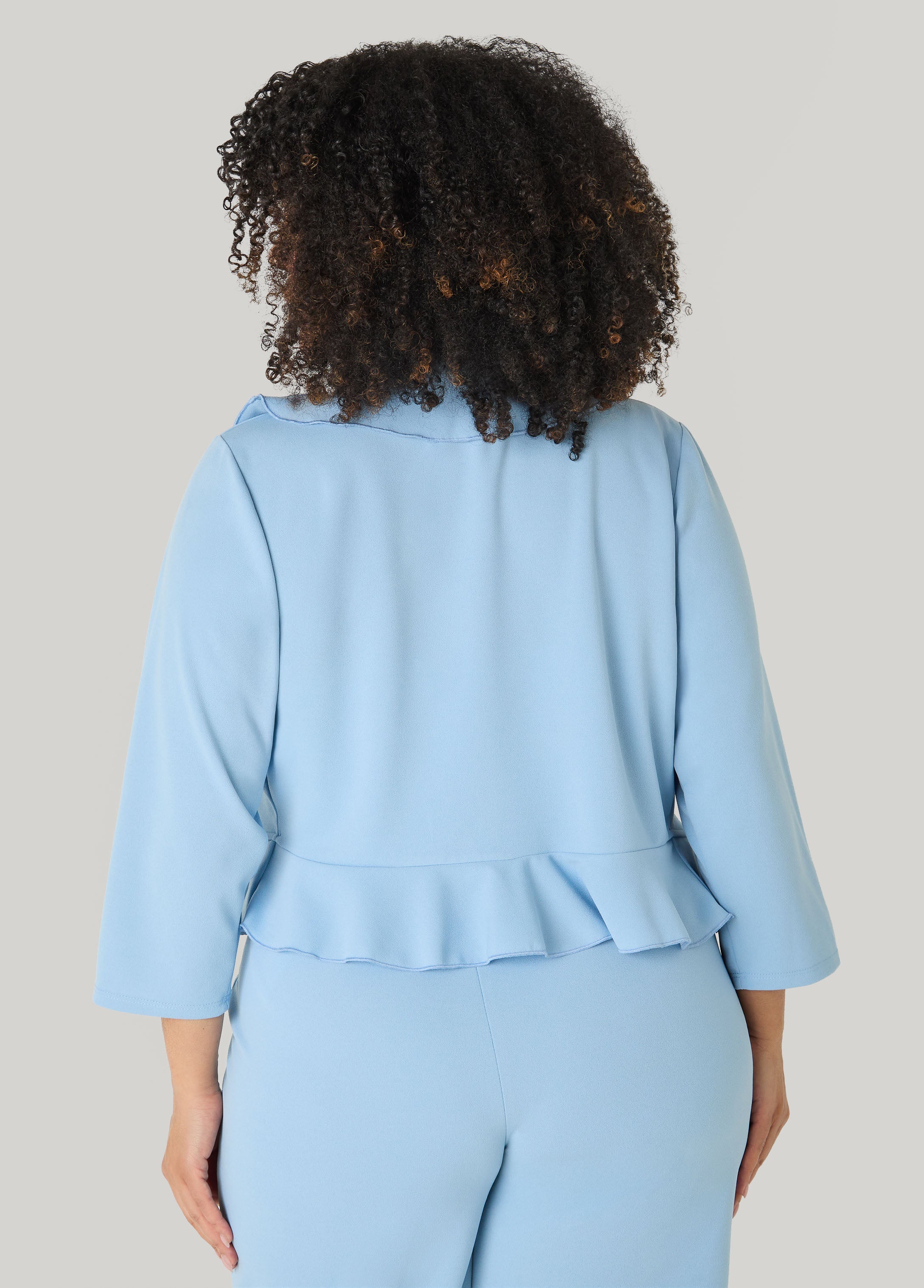 Open Front Ruffled Jacket Lime Green | Ashley Stewart
