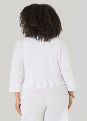 Ruffled Open Front Jacket White | Ashley Stewart