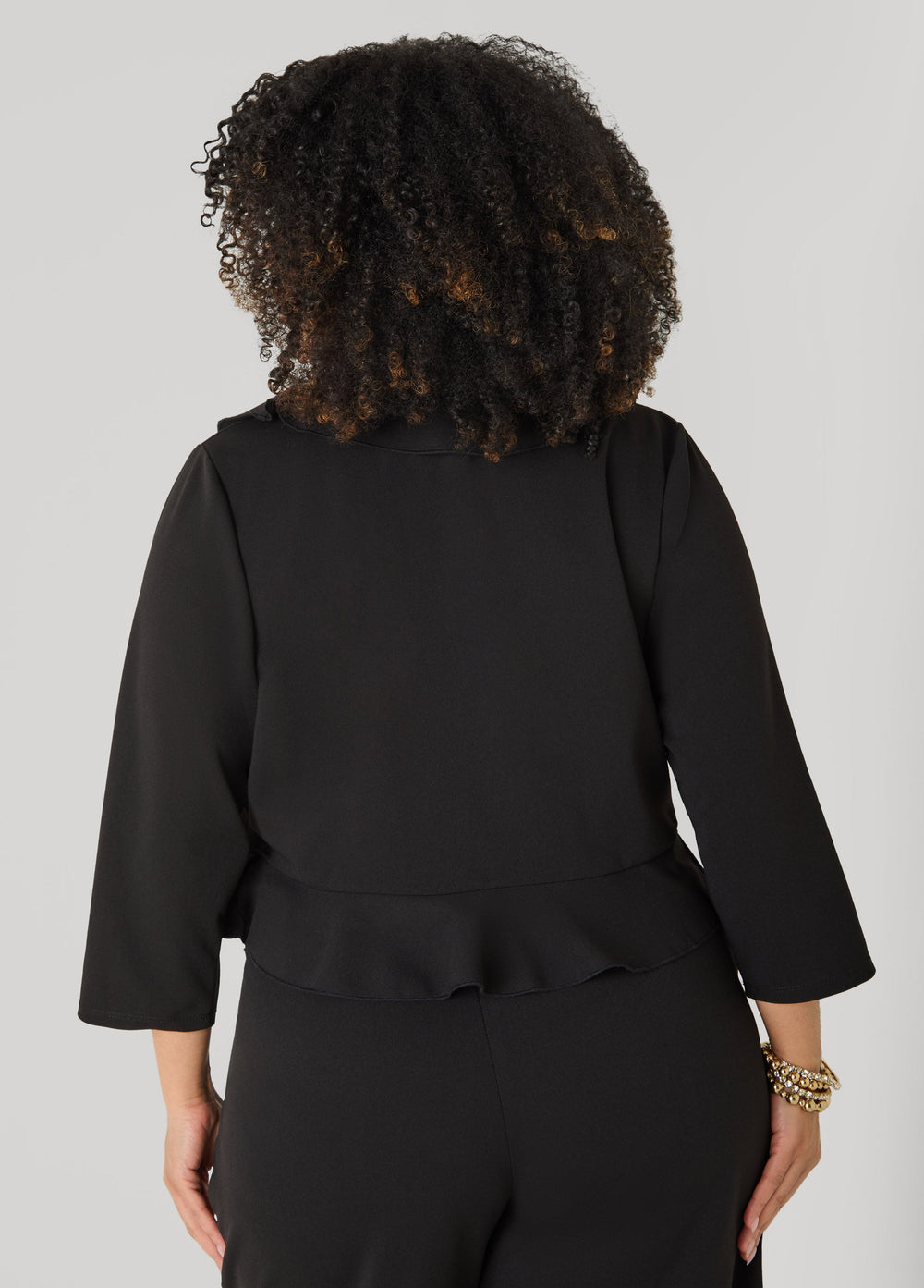 Ruffled Open Front Jacket White | Ashley Stewart