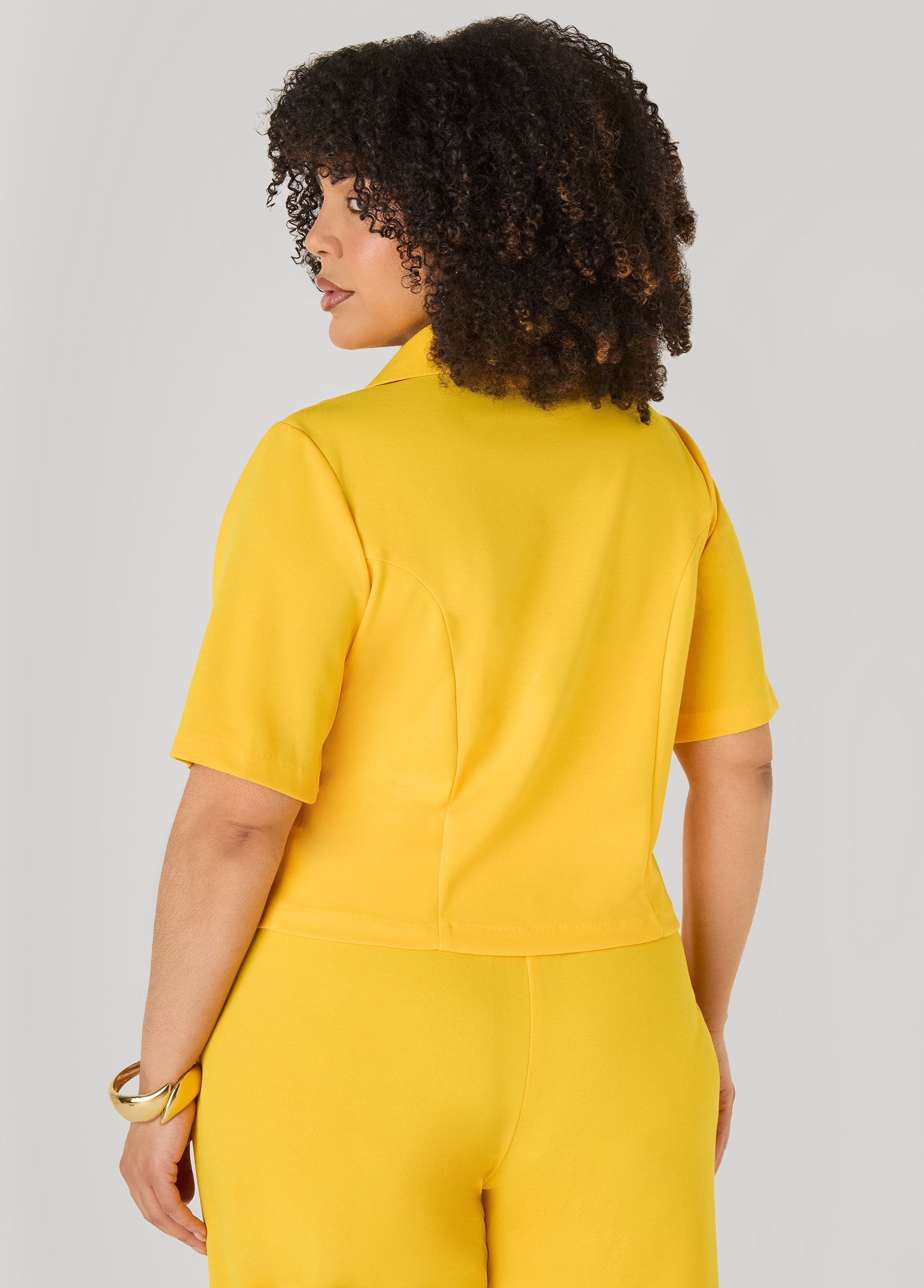 Cropped Crepe Blazer Royal Blue | Ashley Stewart