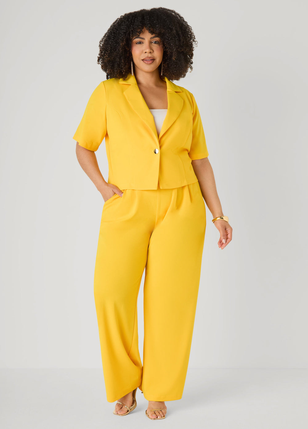 Cropped Crepe Blazer Royal Blue | Ashley Stewart