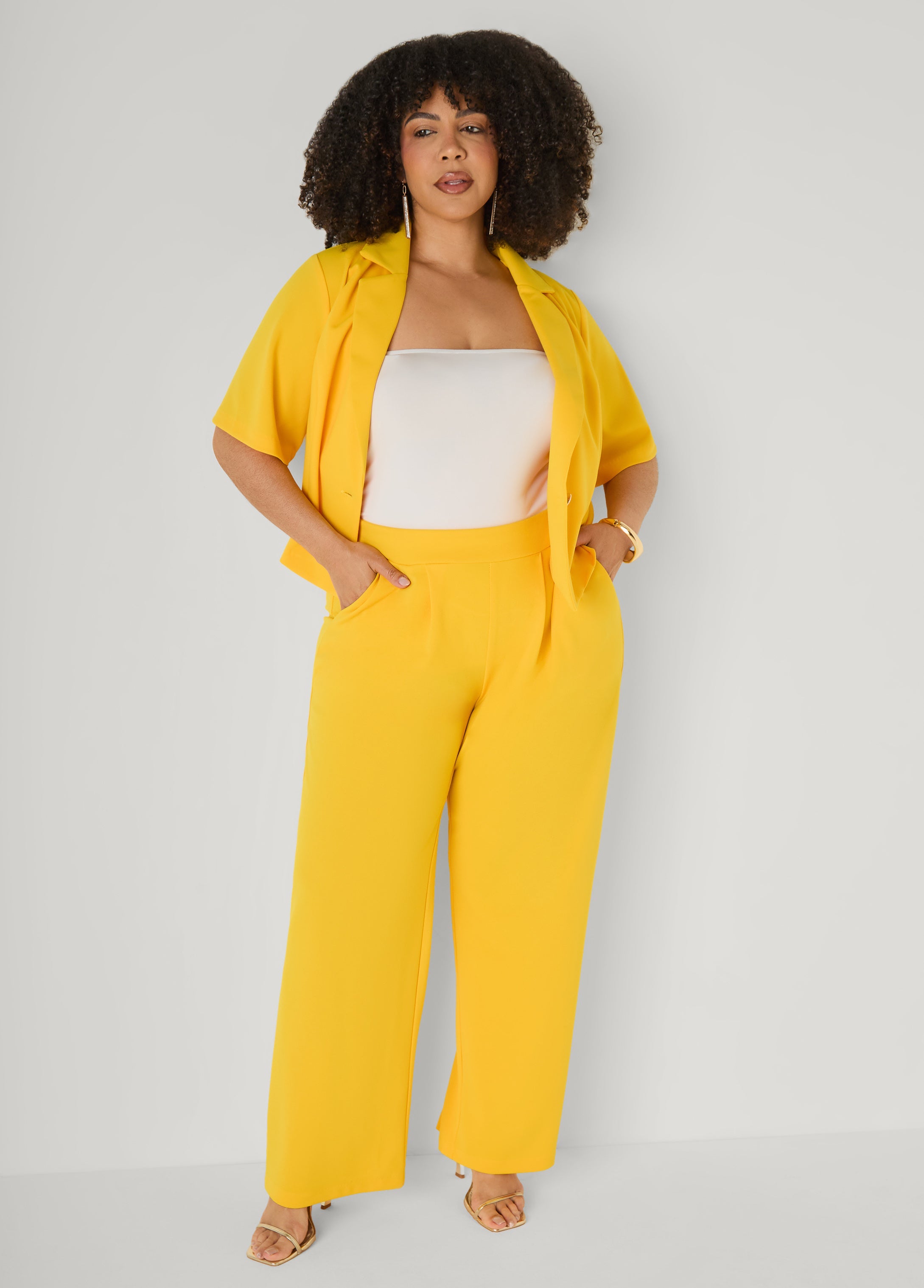Cropped Crepe Blazer Royal Blue | Ashley Stewart