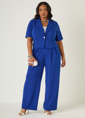 Cropped Crepe Blazer Royal Blue | Ashley Stewart